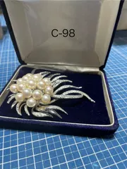 シルバーブローチ パール約8mm16個付き　silver刻印有り