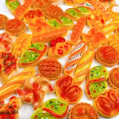 ミニチュアフード 40個 / 50個セット ドールハウス デコパーツ アクセサリー レジン DIY ハンドメイド ドーナツ チョコ パン (パン) [パン]