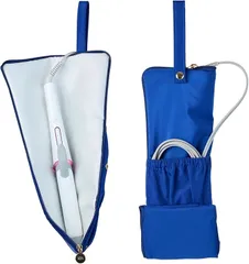 ＫＴ　ＢＡＳＥ 専門家監修ヘアアイロンケース 耐熱 収納ポーチ 吊り下げ 可愛い コテ 旅行収納ポケット付き 300℃対応 (ネイビー,  フリーサイズ)