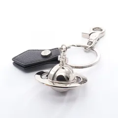 ヴィヴィアンウエストウッド Vivienne Westwood キーホルダー オーブ 8203011LUOM0014N403 シルバー/ブラック レザー 3Dオーブ キーリング ユニセックス 新品