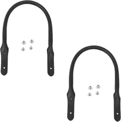 All Trust バッグの持ち手 カバン バッグ持ち手交換用 バック持ち手 PU革 2本セット (ブラックシルバー,  45cm)