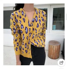 レオパード Vネック カーディガン