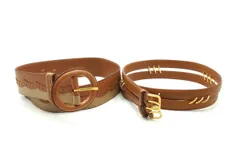 ヴァレンティノ ガラヴァーニ ヴィンテージ 65(約XS) レディース ベルト 2本セット まとめ 茶 ブラウン VALENTINO GARAVANI 4868k