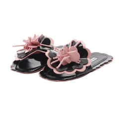 ミュウ ミュウ Miu Miu サンダル フラワー ブラック パテントレザー サンダル フラワー レディース Used A