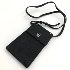 【新品未使用】トミーヒルフィガー スマホショルダーバッグ 黒 シボ革  肩掛け ポーチ