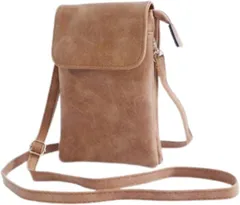 Ametilo スマホショルダー レディース 高見え ソフトレザー バッグ 縦型 軽量 斜めがけ 2WAY 5ポケット シンプル 通勤 旅行 プレゼント (ブラウン)