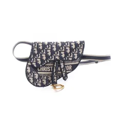 ディオール Dior ウエストバッグ SADDLE サドル オブリーク S5632CRIW ネイビー キャンバス レザー オブリーク サドル フラットベルトポーチ S レディース Used A