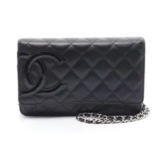 シャネル CHANEL ショルダーバッグ カンボンライン ブラック/ブラックエナメル レザー パテントレザー カンボン チェーンウォレット レディース Used A