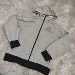 ADIDAS　アディダス  【サイズ】  L　ジップアップパーカー　グレー　ブラック　フーディー　レディース　中古　古着