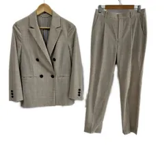 ユナイテッドアローズ グリーンレーベル レディースパンツスーツ レディース美品  - ベージュ×グレー チェック柄/ダブル