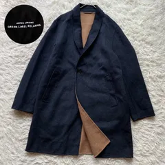 美品　green label relaxing グリーンレーベルリラクシング　ユナイテッドアローズ　メンズ　KC W-FACE SHAWL チェスターコート　バイカラー　ダブルフェイス　Mウール　配色　紺　キャメル