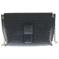LOEWE (ロエベ) アナグラム アベニュー チェーンショルダーバッグ ミニバッグ ブラック レザー ゴールド金具