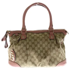 GUCCI (グッチ) スーキー ディアマンテ 2WAYバッグ ハンドバッグ ショルダーバッグ ピンク×ベージュ キャンバス×レザー 247902 ゴールド金具