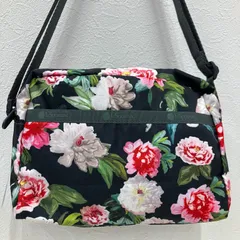 7925　LeSportsac レスポートサック　ショルダーバッグ　ダニエラクロスボディ　NYBG　ニューヨークボタニカルガーデン　コラボ　ピオニーペタルズ　ブラック　黒　花柄　フラワー　小さめ　ミニ　軽量　シンプル　きれいめ　カジュアル