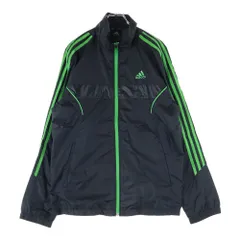 adidas (アディダス) ナイロン ジップアップ トラックジャケット ブラック/グリーン O14694