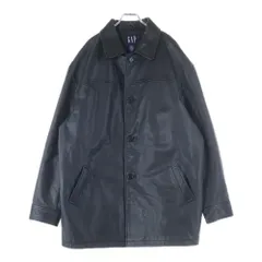 90's OLD GAP ジップアップ レザー カーコート レザージャケット 90s GAP オールドギャップ レザージャケット 本革 カーコート 黒 L