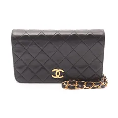 シャネル CHANEL ショルダーバッグ ミニマトラッセ フルフラップ ブラック ラムスキン（羊革） ミニマトラッセ プッシュロック チェーンショルダー レディース