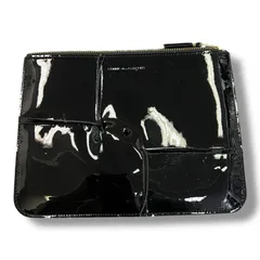 参考上代28,050円 未使用品 COMME des GARCONS Embossed-logo wallet エンボスロゴウォレット パテントレザーポーチ 小物入れ エナメル コムデギャルソン SA 5100RH ブラック 975A1のサムネイル