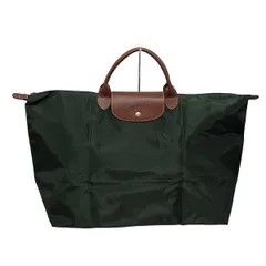 LONGCHAMP(ロンシャン) ハンドバッグ美品  ル・プリアージュオリジナル ダークグリーン×ダークブラウン 折りたたみ レザー