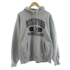 チャンピオン CHAMPION 00's プレミアム リバースウィーブ パーカー プルオーバー スウェット地 ロゴプリント L グレー /KU