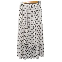 OBLI(オブリ) ロングスカート サイズM レディース美品  - アイボリー×黒 ドット柄