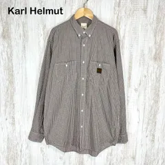 Karl Helmut カールヘルム ピンクハウス ギンガムチェック 総柄 BD ダウンボタン コットン 長袖 シャツ ブラウン