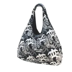 Hula Lani Hawaii フララニハワイ 中綿入りトートバッグ ハワイアンプリント ブラック 黒系