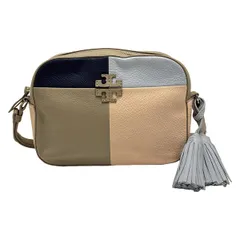 TORY BURCH(トリーバーチ) ショルダーバッグ - グレーベージュ×サーモンピンク×マルチ タッセル レザー