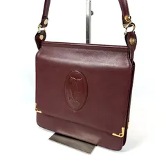 良品 Cartier カルティエ ショルダーバッグ マストライン レザー ボルドー 金具ゴールド ２室 肩掛け クロスボディ ヴィンテージ  上品 レディース