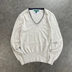 TOMMY HILFIGER Golf Wool Sweater トミーヒルフィガー ゴルフ 長袖 ニット セーター Vネック ウール ロゴ刺繍 グレー メンズ