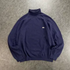 70s Vintage Euro CHEMISE LACOSTE Knit Sweater ユーロ フレンチ ラコステ ニット セーター タートルネック ラグラン アンゴラ混 シルバーラコステ 銀ワニ ネイビー 紺 ヴィンテージ ビンテージ メンズ