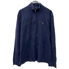 POLO RALPH LAUREN ロゴスウェット トレーナー M ネイビー ポロラルフローレン ハーフジップ 刺繍ワンポイント スウェット 秋物 a712-6777
