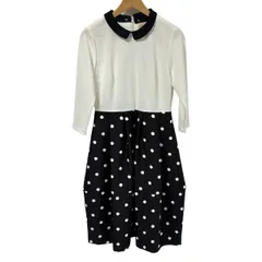 Rose Tiara(ローズティアラ) ワンピース サイズ40 M レディース美品  - 白×黒 七分袖/ロング/ドット柄/襟取外し可