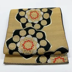 ［6341］袋帯 華紋 金彩 六通 正絹 着物 フォーマル 黒