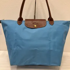 7901　LONGCHAMP　ロンシャン　プリアージュ　ルプリアージュ　ル・プリアージュ　トートバッグ　ハンドバッグ　水色　ライトブルー　無地　レディース　シンプル　きれいめ　ナイロン　レザー　軽量