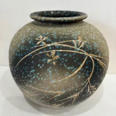 【花瓶】壺  花  茶色  黒  花器  インテリア  焼き物   陶器