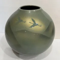 【九谷焼  香祥窯　花瓶】鶴連山  壺型  花器  インテリア  飾り壺