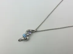 【TAKA61-40】△ブルー系 3連ストーンデザインネックレス　シルバー925