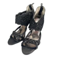 KANEMATSU カネマツ パンプス レザー/レース ブラック レディース 23【古着】【中古】【送料無料】