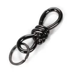 リボン型　カラビナ　リング　キーホルダー　ブラック　ヴィンテージ　おしゃれ　黒