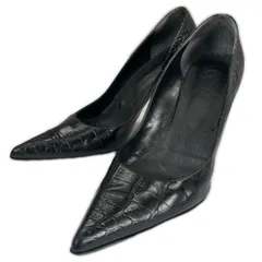 DIANA ダイアナ パンプス レザー ブラック レディース 24.5 パ イソン【古着】【中古】【送料無料】