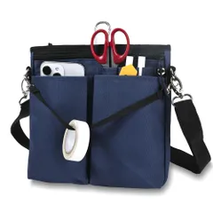 [CARRY ALL BEFORE ONE] 3WAY 多機能ウエストポーチ ナースポーチ マチ付き 9ポケット 作業 仕事用ウエストバッグ カラビナ ウエストベルト ショルダーベルト ペン・文具差しバンド付き 撥水 防傷加工 Sサ [ネイビー] [Sサイズ]