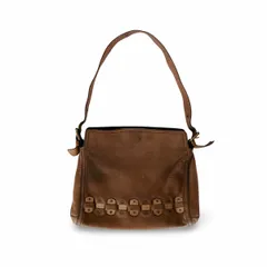 CELINE セリーヌ ロゴプレート レザー ショルダーバッグ ブラウン