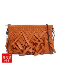 美品 ボッテガ・ヴェネタ チェーンショルダーバッグ 斜め掛け フリンジ イントレチャート レディース BOTTEGA VENETA