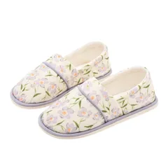 [ソユル] 花柄 フラワー ルーム シューズ 室内履き スリッパ かかと あり すべり止め 付 介護 入院 リビング キッチン トイレ シンプル レディース (スリッポンタイプ, 日本の靴のサイズ寸法, 大人, アルファベット,  [スリッポンタイプ] [M]