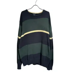 NAUTICA (ノーチカ) ■ ①③ 00s コットンボーダーニット メンズ ネイビー×グリーン XL