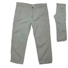 メンズ カーハートワークパンツ ワークウェア カーゴパンツ ロゴ ベージュ系 ユーティリティポケット 作業着 42 3XL オーバーサイズ ビッグシルエット 古着 パンツ