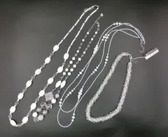 【TAKA61-41】◇未検品　『白系ビーズネックレス 4本セット』　まとめ売り