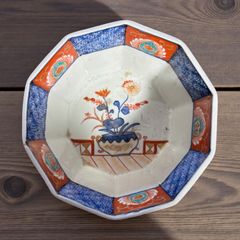 古伊万里 染錦 大鉢 梅鳥草花文図 金彩 色絵 盛り鉢 取り皿 飾り皿 和食器 陶器 伊万里 骨董品 アンティーク