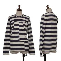 コムコム コムデギャルソンCOMME des GARCONS ボーダー切替長袖カットソー 紺白M